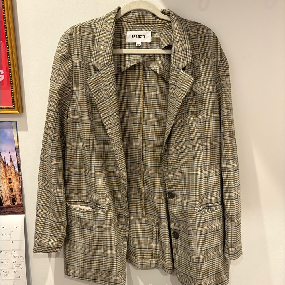BB Dakota Plaid Blazer - Black and Tan